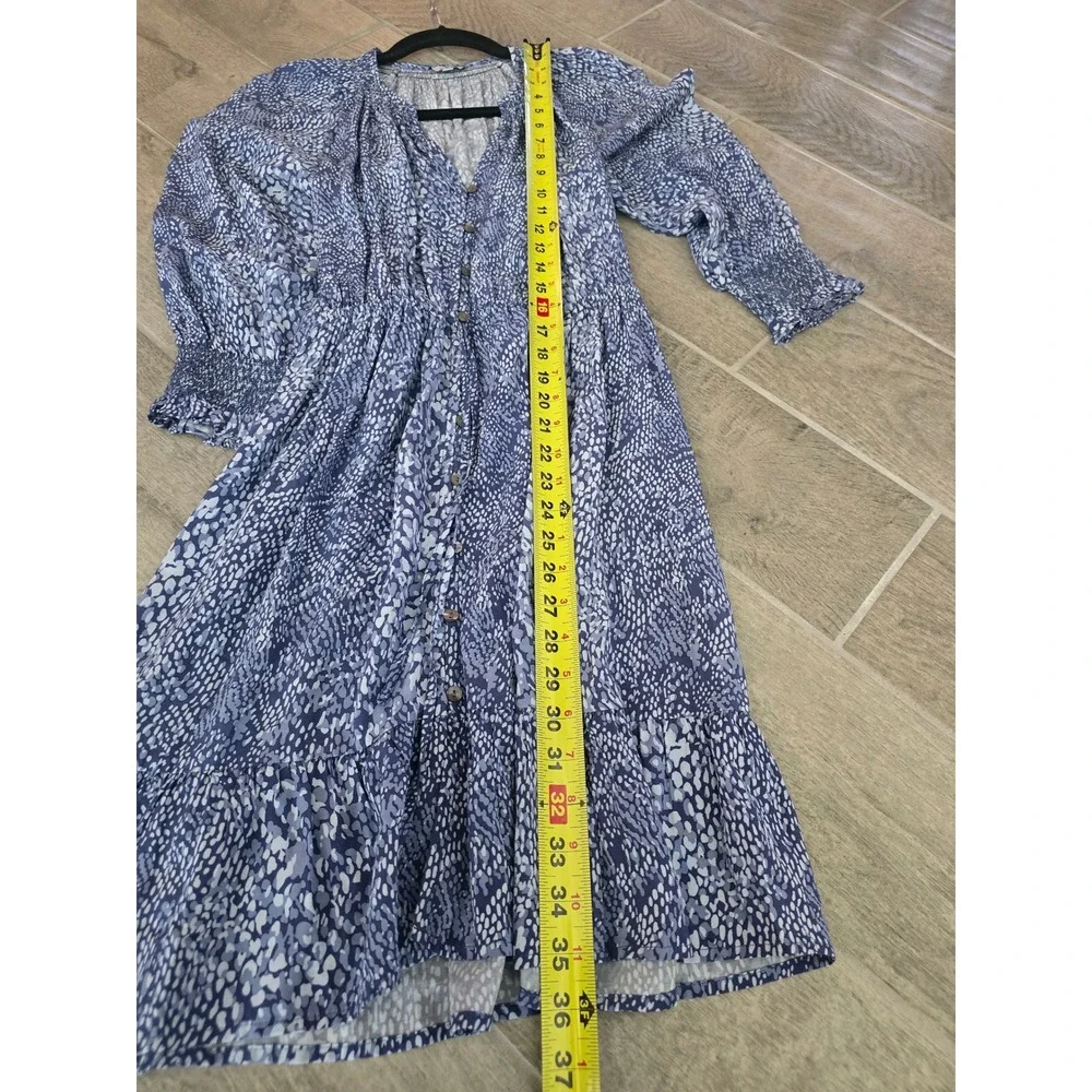 Rails Dress Eliza Navy Python‎ Print Blue White Long Sleeve Casual Mini Small